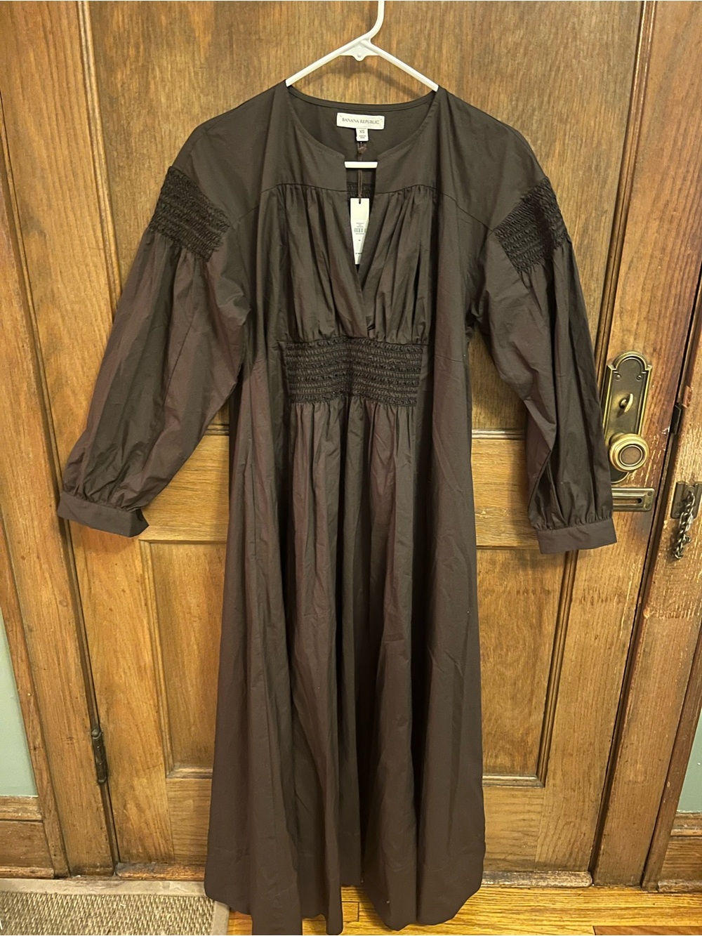 Banana Republic Dark Brown Maxi Dress with Smocked Waist